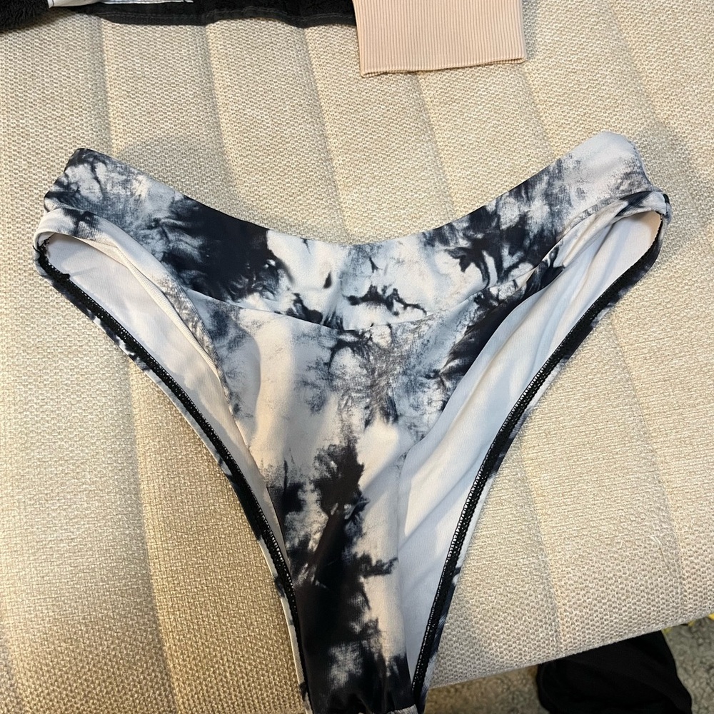 Black and White Tie-Dye Bikini Bottom